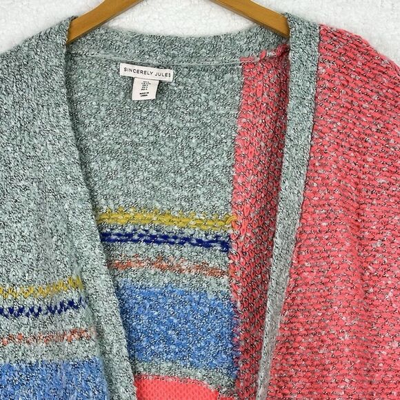 Sincerely Jules Cardigan Sweater Open Front Sz Large Boho Lagenlook Wool Blend - Picture 2 of 13